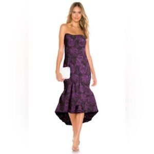 Aidan Mattox Black and Purple Strapless Dress